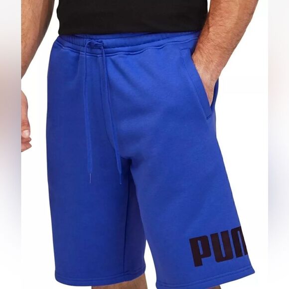 Puma Men's Big Fleece Logo 10in Shorts Royal Sapphire/Blk/Wht-Short - Picture 8 of 13